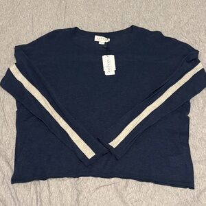 Velvet Women's Sweater in Navy with Cream Accents